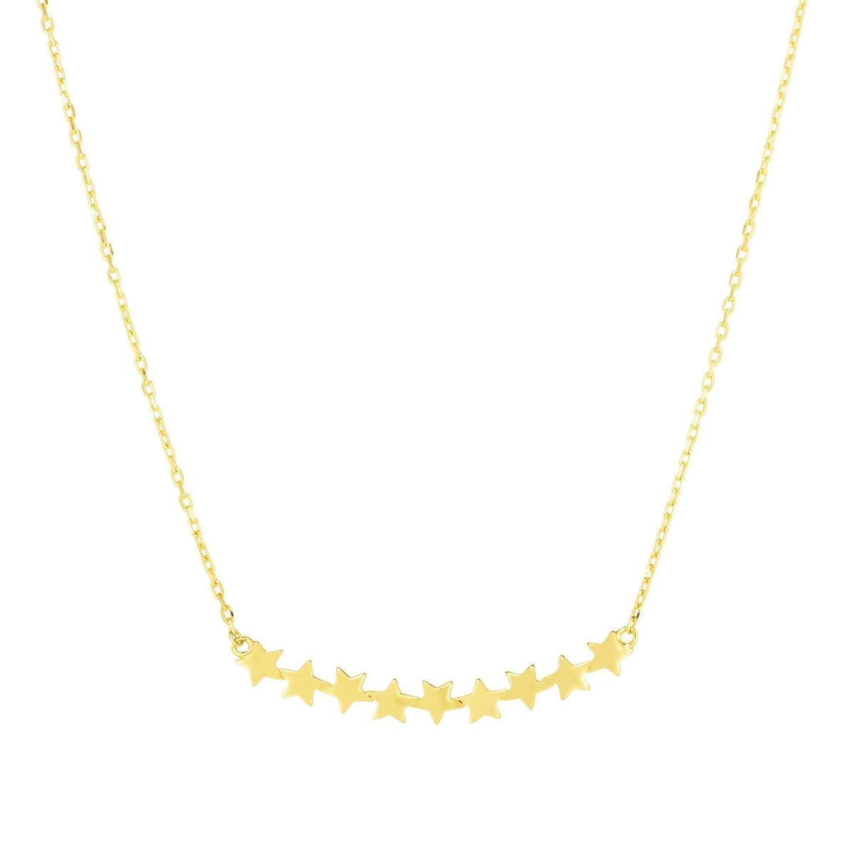 14k Yellow Gold Stars Pendant Necklace, 18"