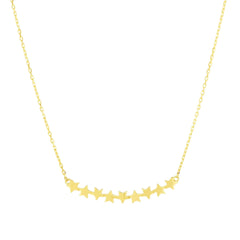14k Yellow Gold Stars Pendant Necklace, 18"