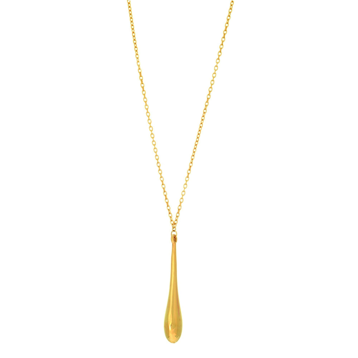 14k Yellow Gold Tear Drop Pendant Necklace, 18"