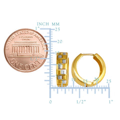 14K Yellow Gold Textured Snuggable Earrings, Diameter 15mm