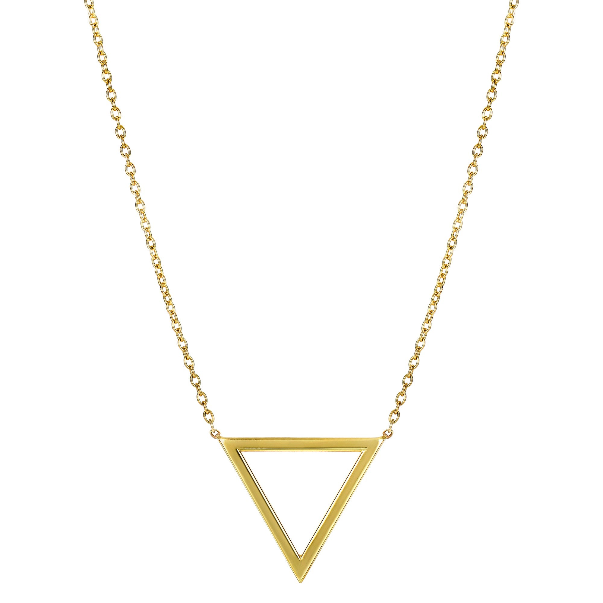 14k Yellow Gold Triangle Delta Symbol Pendant Necklace, 18" - JewelryAffairs