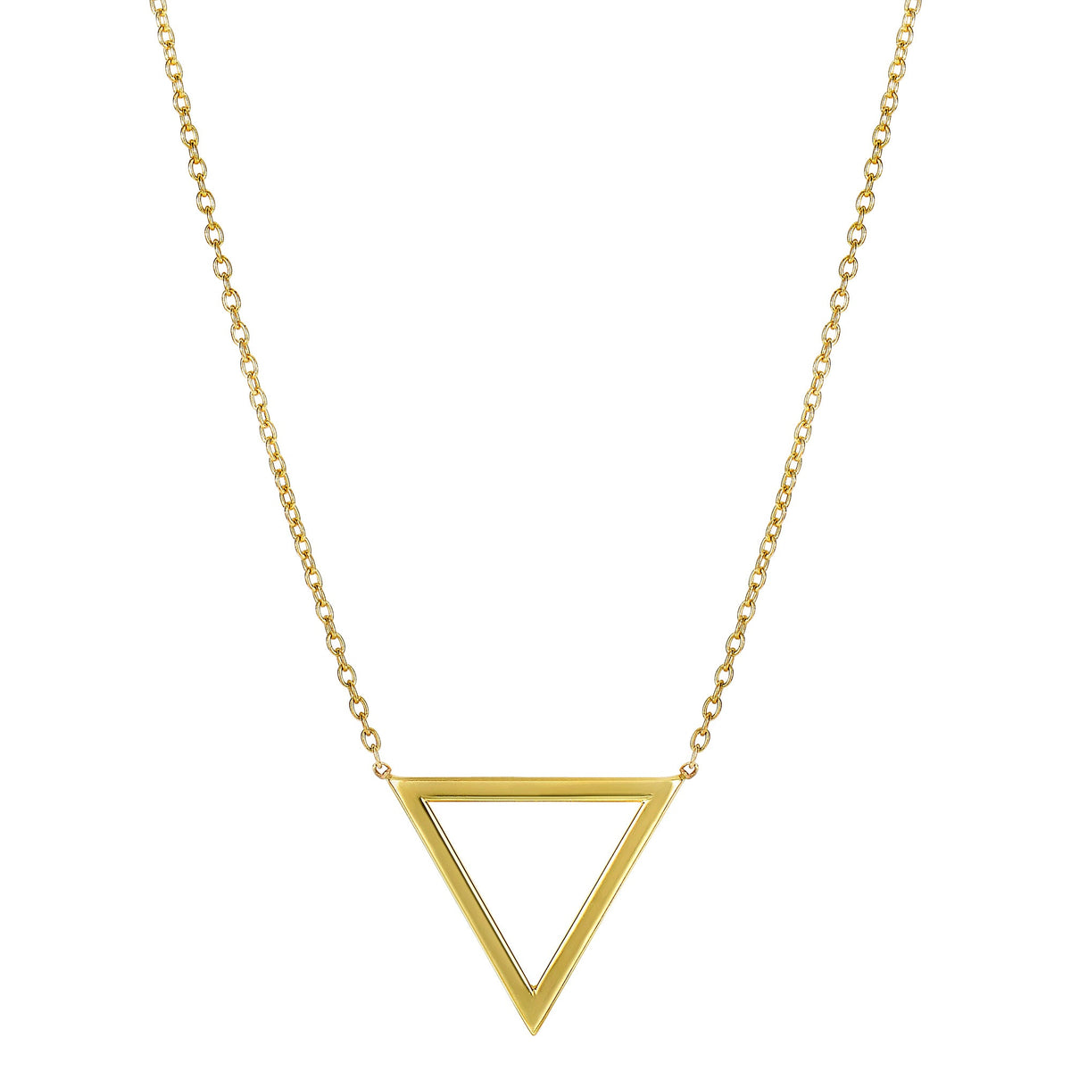 14k Yellow Gold Triangle Delta Symbol Pendant Necklace, 18" - JewelryAffairs