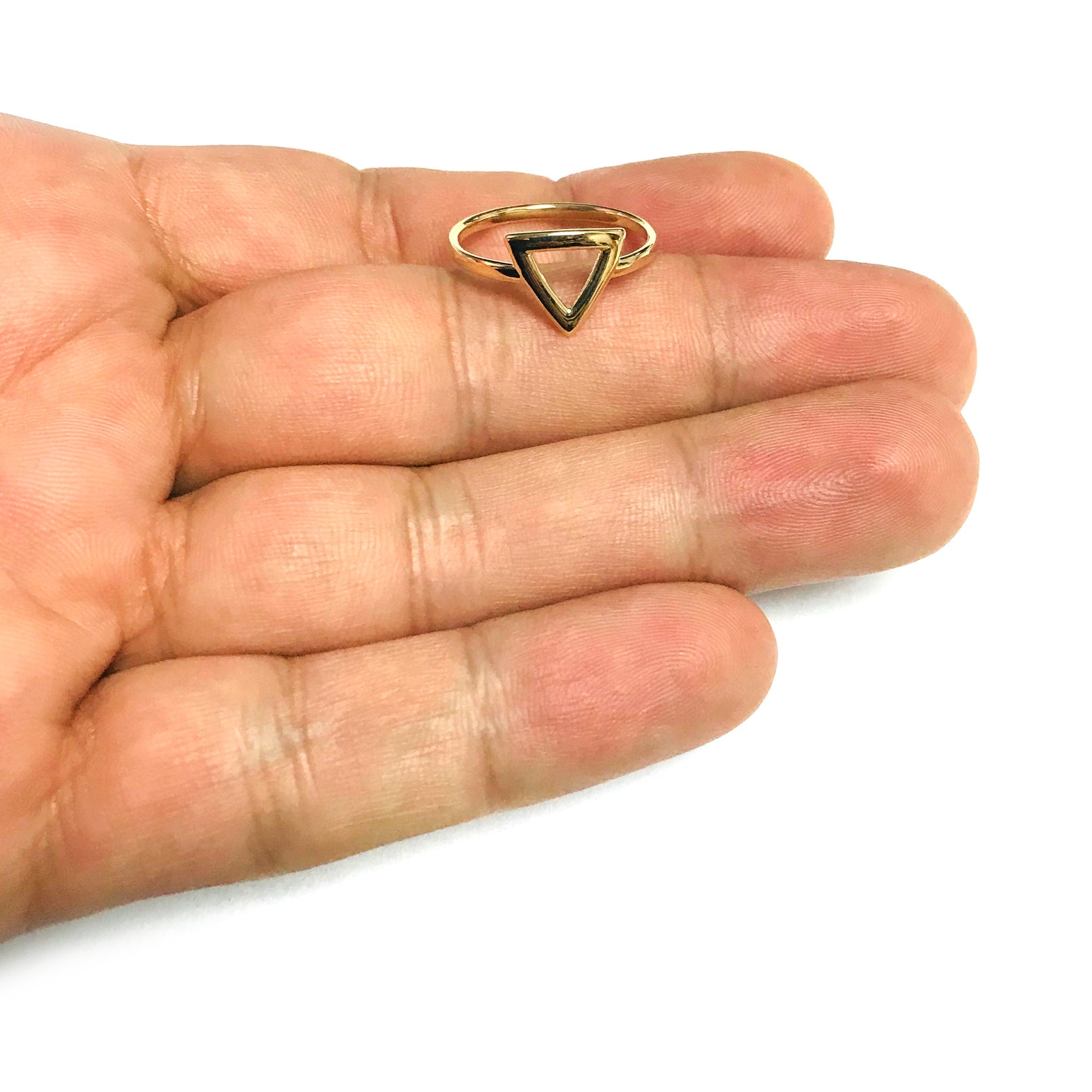 14K Yellow Gold Triangle Design Ring, Size 7 - JewelryAffairs