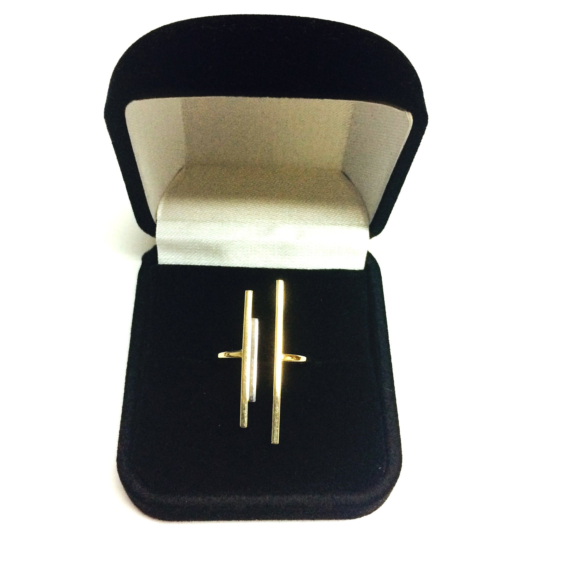 14k Yellow Gold Triple Bar Bypass Ring - JewelryAffairs