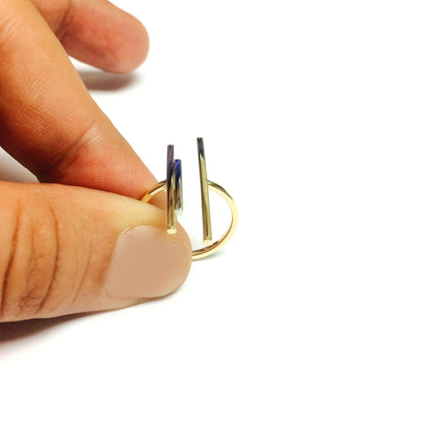 14k Yellow Gold Triple Bar Bypass Ring