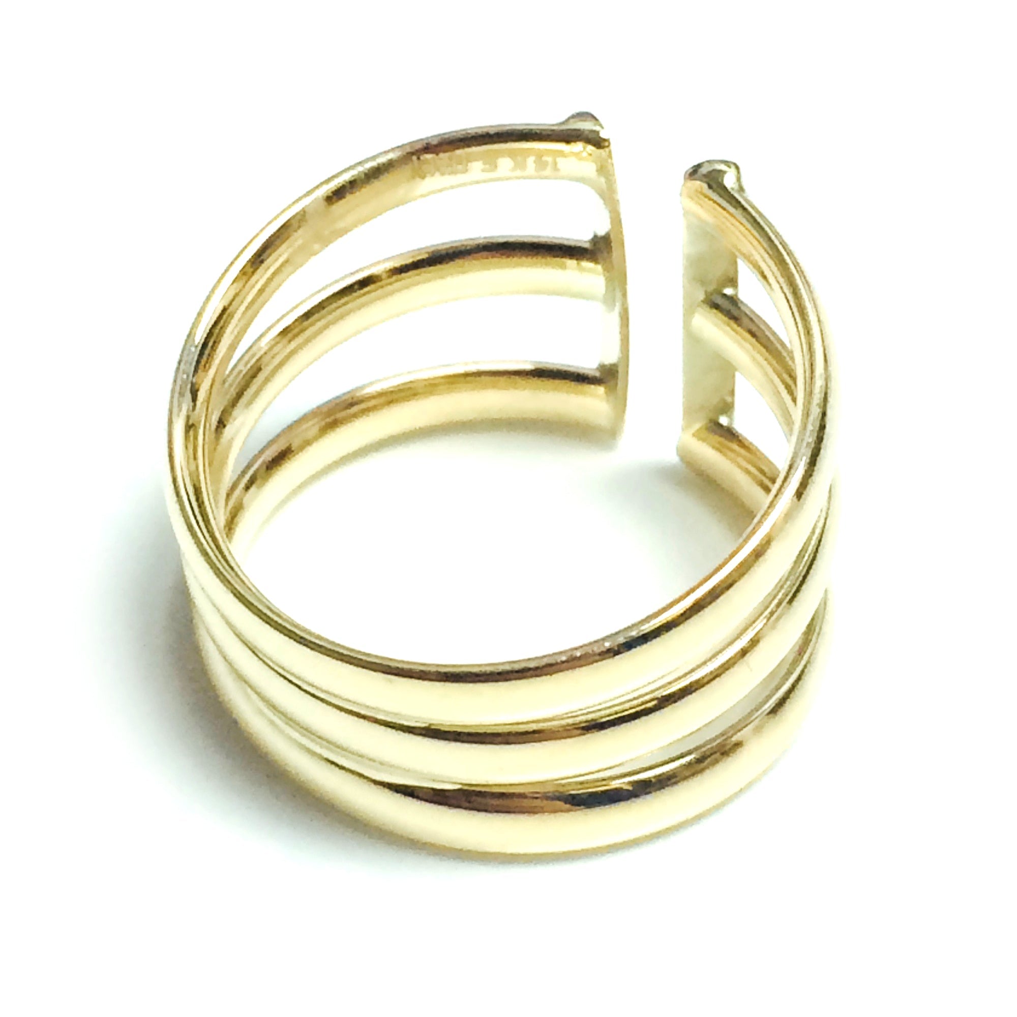 14k Yellow Gold Triple Open Band Ring - JewelryAffairs