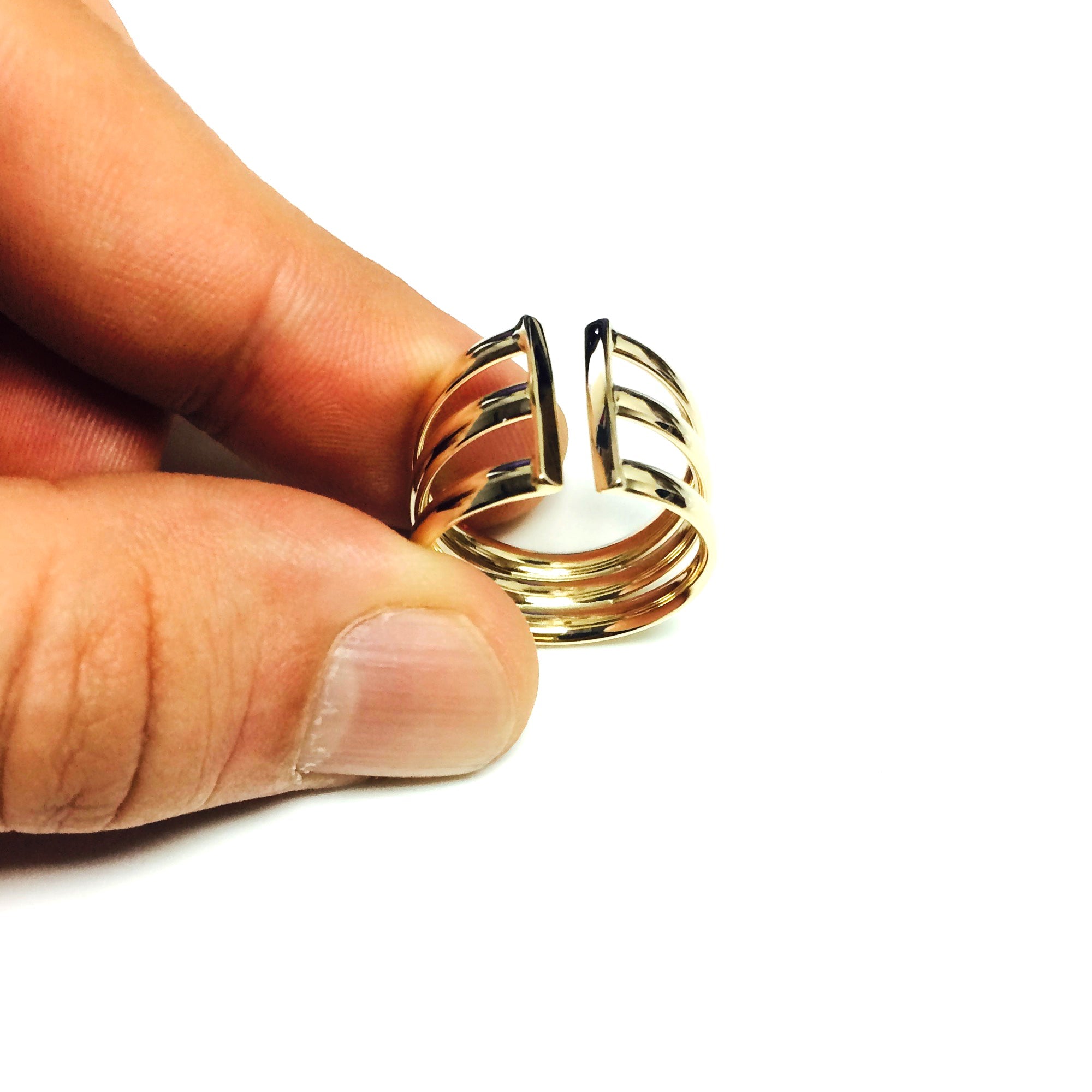 14k Yellow Gold Triple Open Band Ring - JewelryAffairs