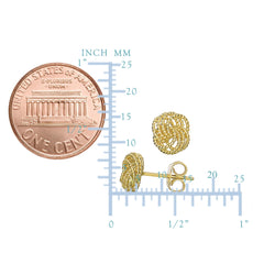 14k Yellow Gold Twisted Cable 4 Line Love Knot Type Stud Earrings, 9 x 8mm