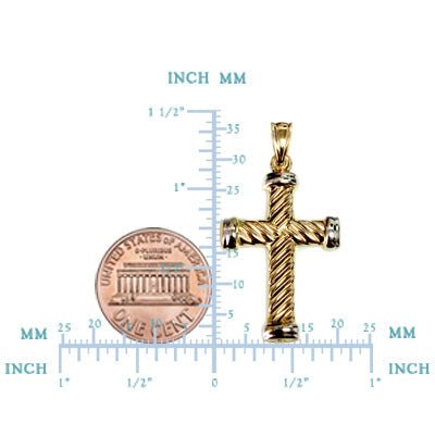 14k Yellow Gold Twisted Cable Cross Mens Pendant, 25 X 15 mm - JewelryAffairs