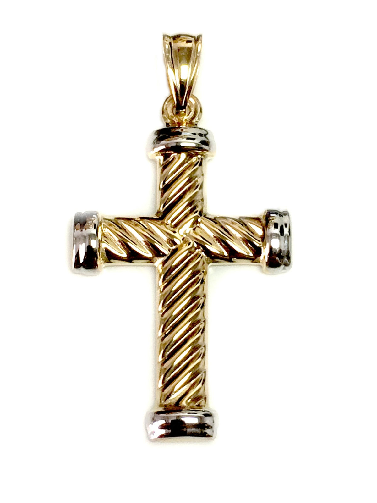 14k Yellow Gold Twisted Cable Cross Mens Pendant, 25 X 15 mm - JewelryAffairs