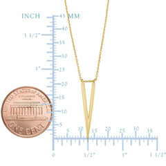 14K Yellow Gold V Shape Chevron Pendant Necklace, 18"