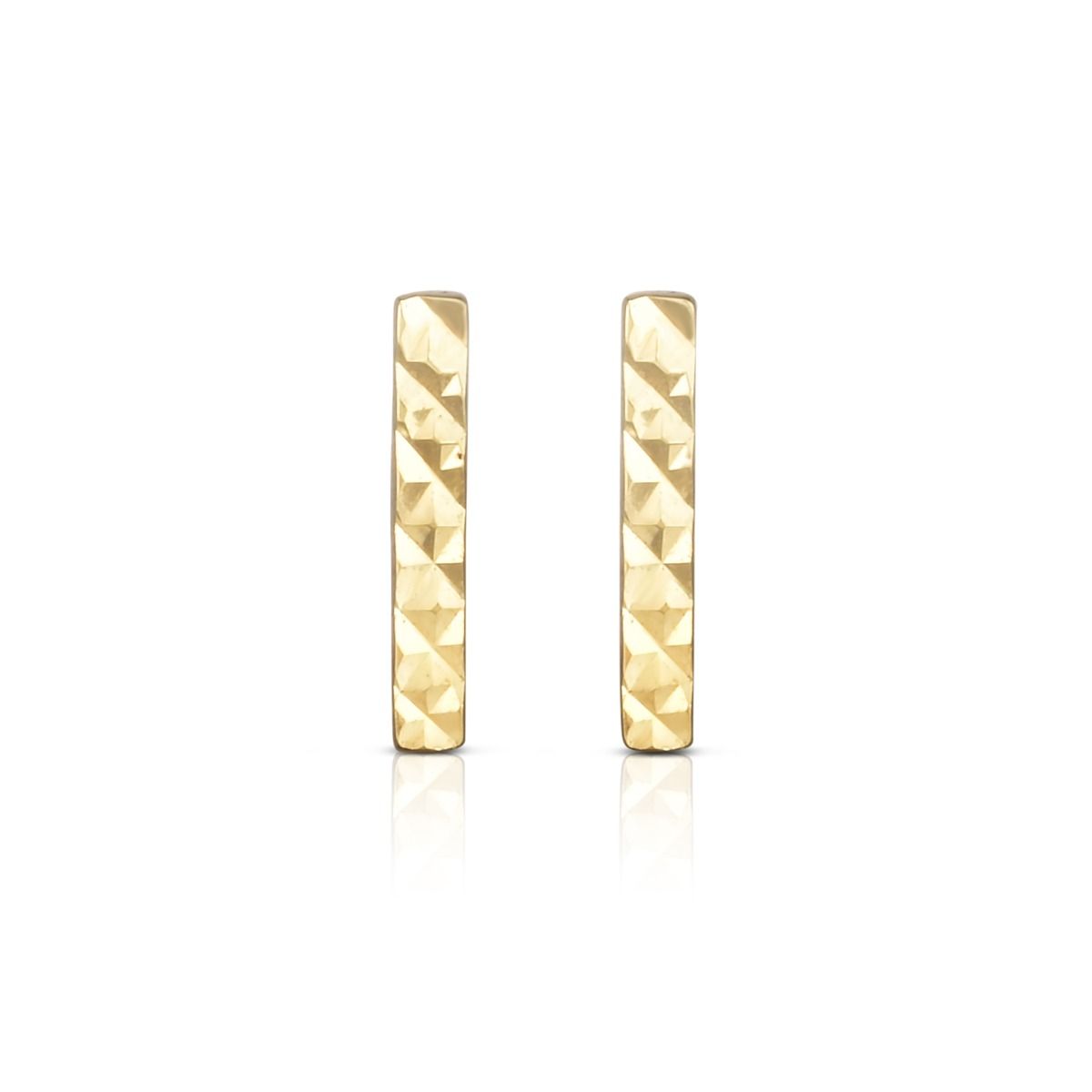 14k Yellow Gold Vertical Bar Stud Earrings - JewelryAffairs