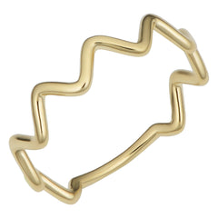 14k Yellow Gold Zigzag Curves Ring - JewelryAffairs