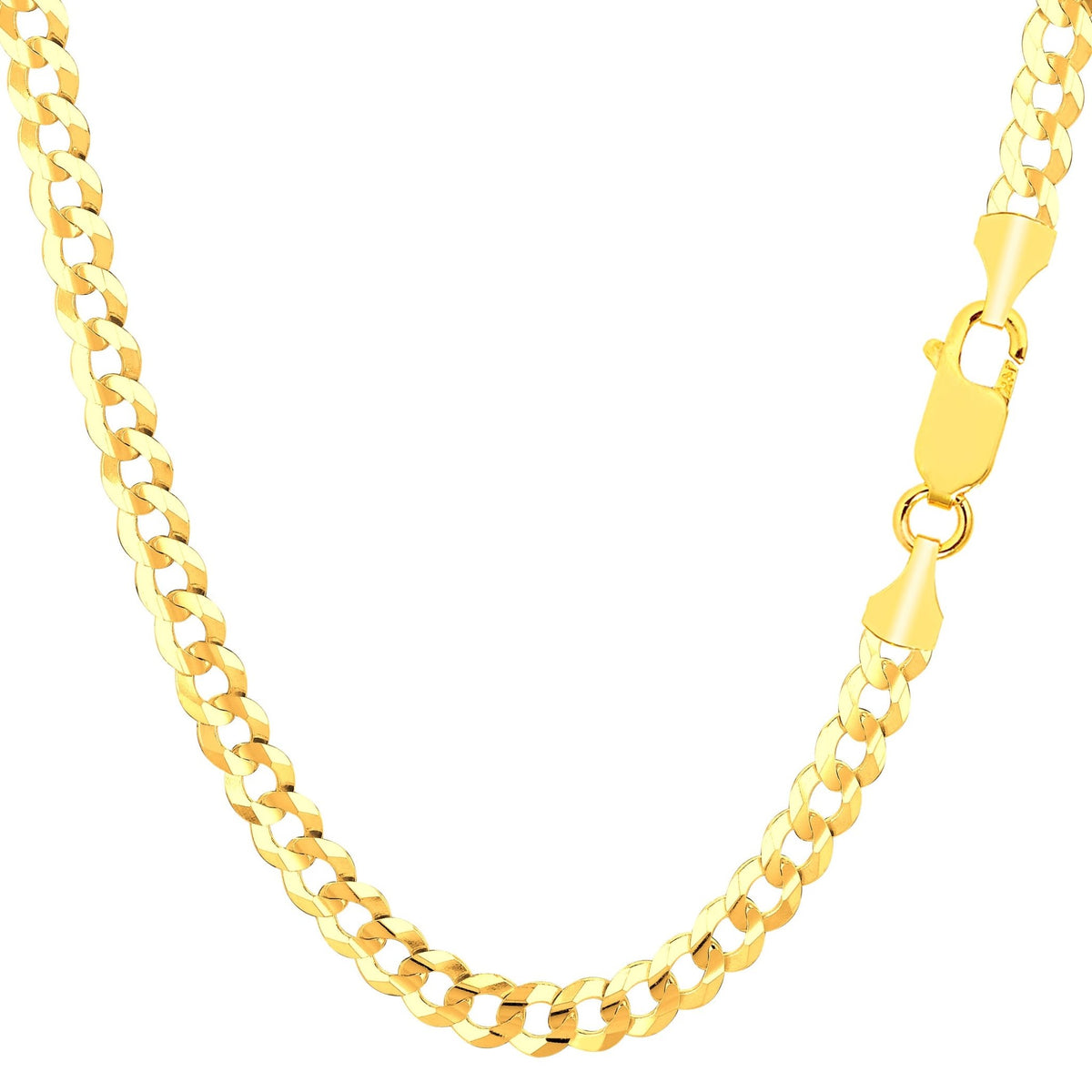 14k Yellow Solid Gold Comfort Curb Chain Bracelet, 4.7mm, 8.5" - JewelryAffairs