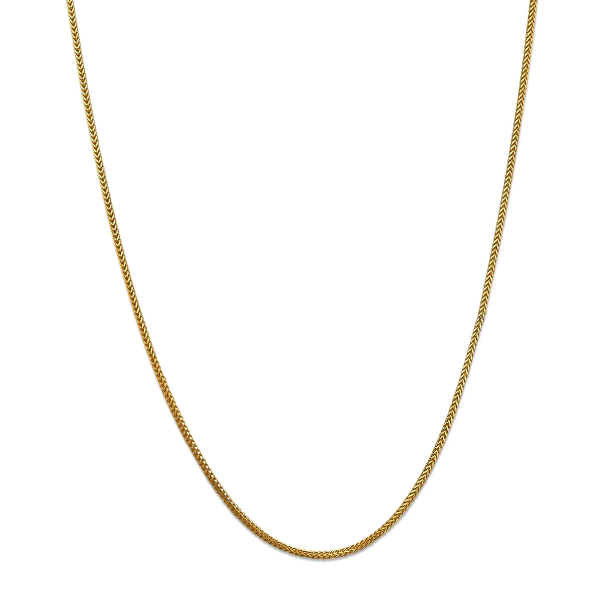 14k Yellow Solid Gold Franco Chain Necklace, 0.9mm - JewelryAffairs