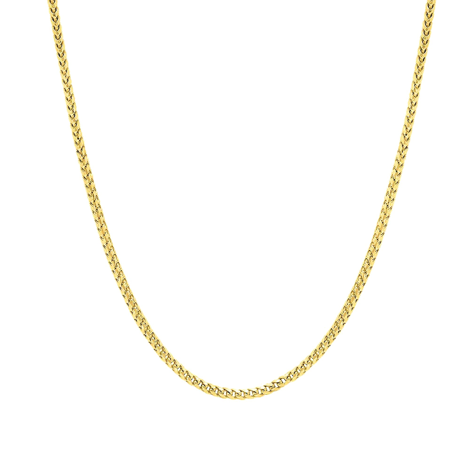 14k Yellow Solid Gold Franco Chain Necklace, 1.8mm - JewelryAffairs