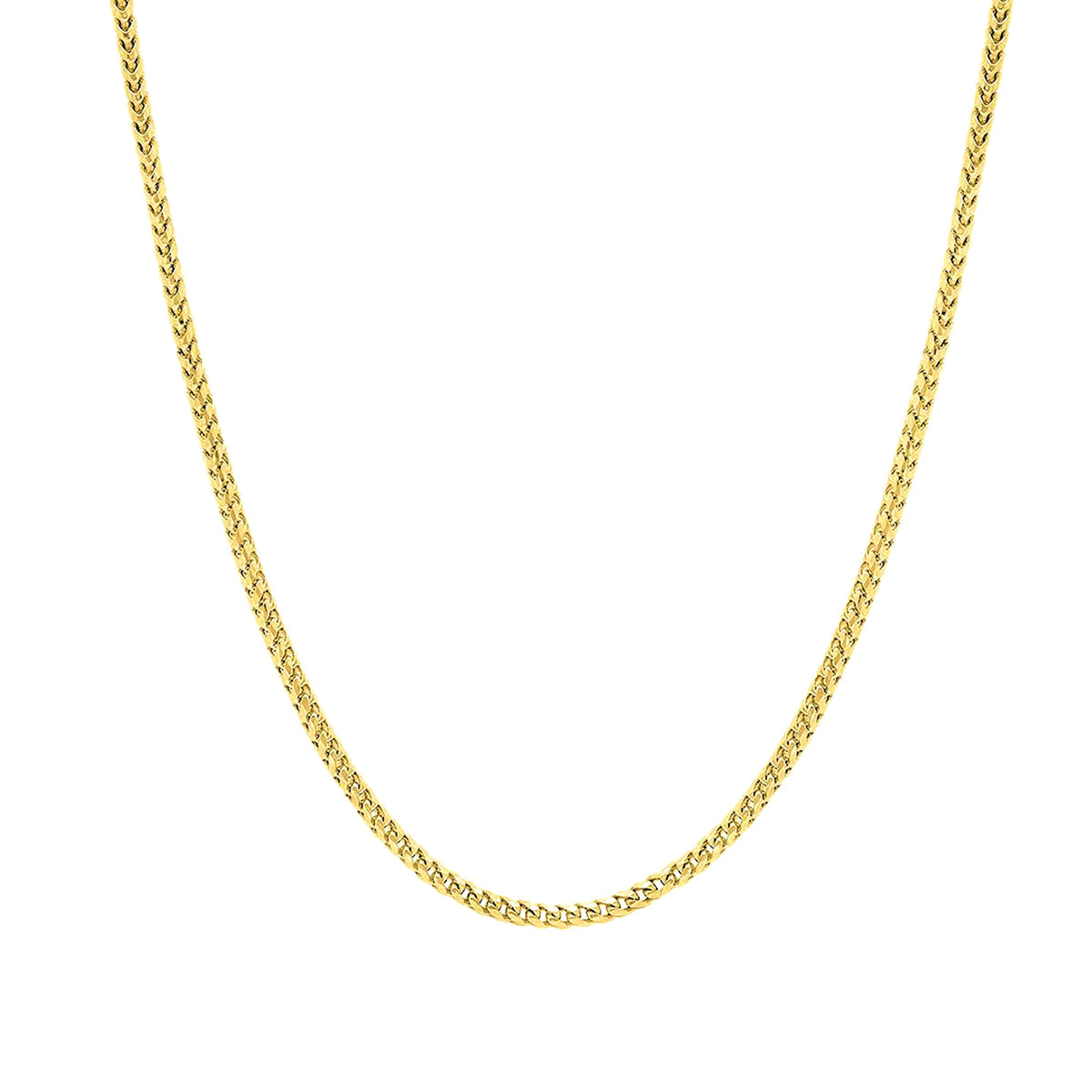 14k Yellow Solid Gold Franco Chain Necklace, 1.8mm - JewelryAffairs