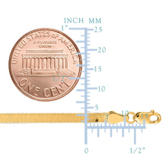 14k Yellow Solid Gold Imperial Herringbone Chain Bracelet, 3.0mm, 7"
