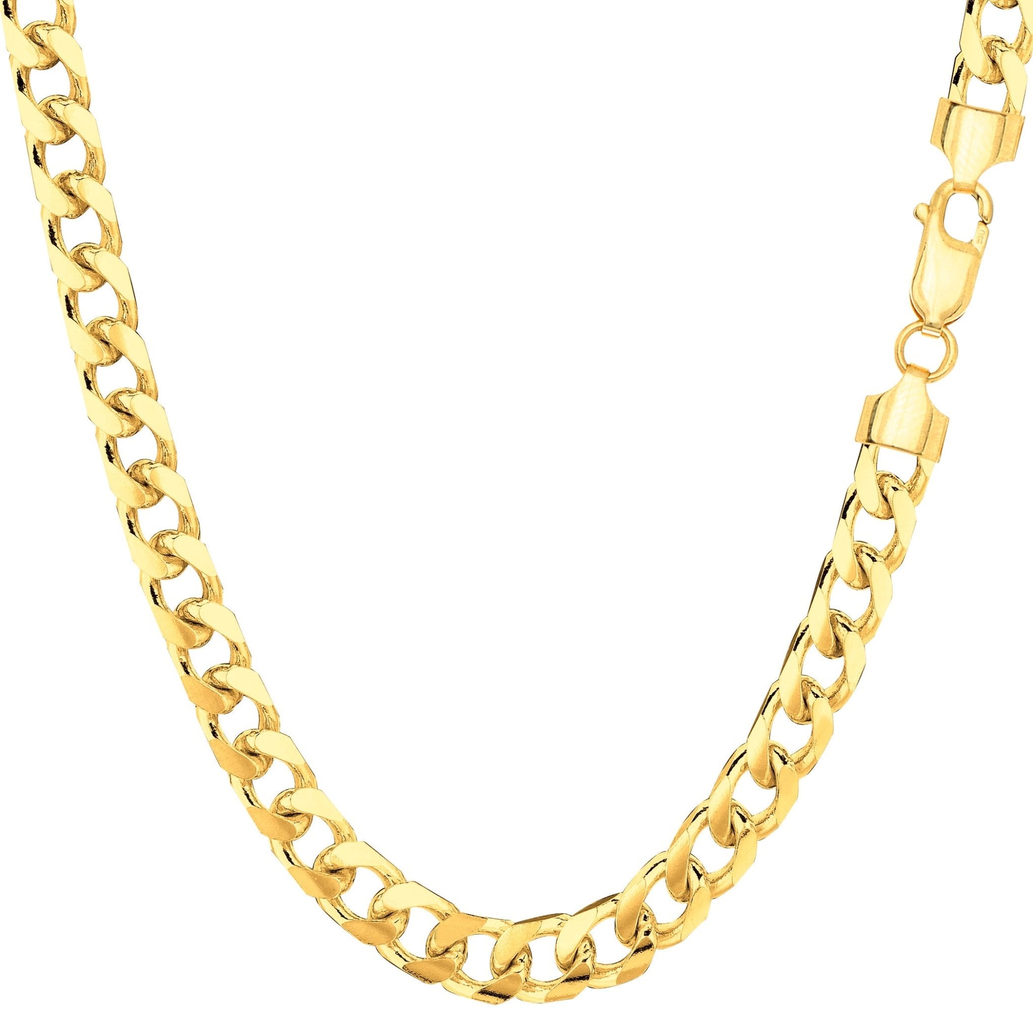 14k Yellow Solid Gold Miami Cuban Link Chain Mens Bracelet, 5mm, 8.5"