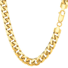 14k Yellow Solid Gold Miami Cuban Link Chain Mens Bracelet, 6.2mm, 8.5" - JewelryAffairs