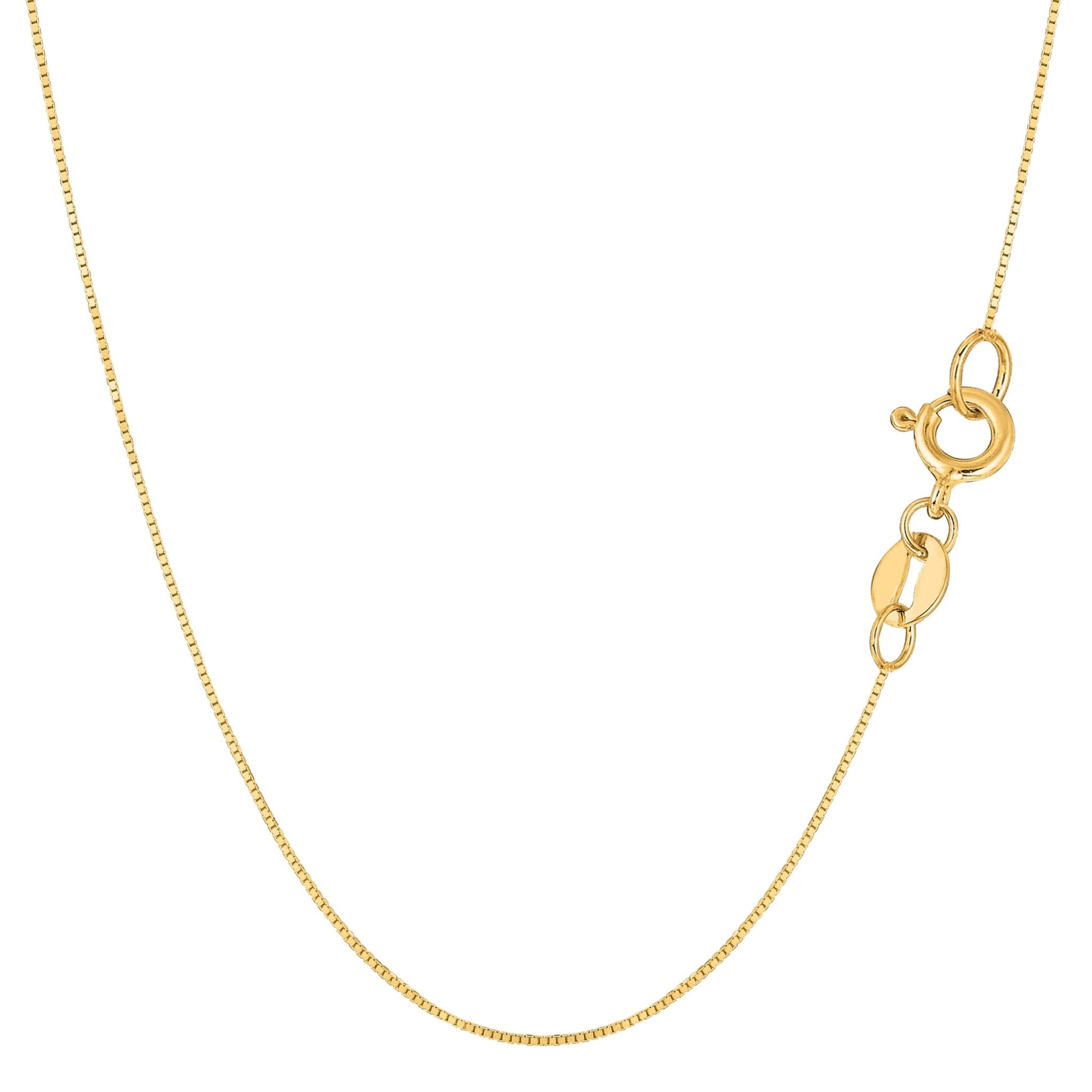 14k Yellow Solid Gold Mirror Box Chain Necklace, 0.6mm - JewelryAffairs