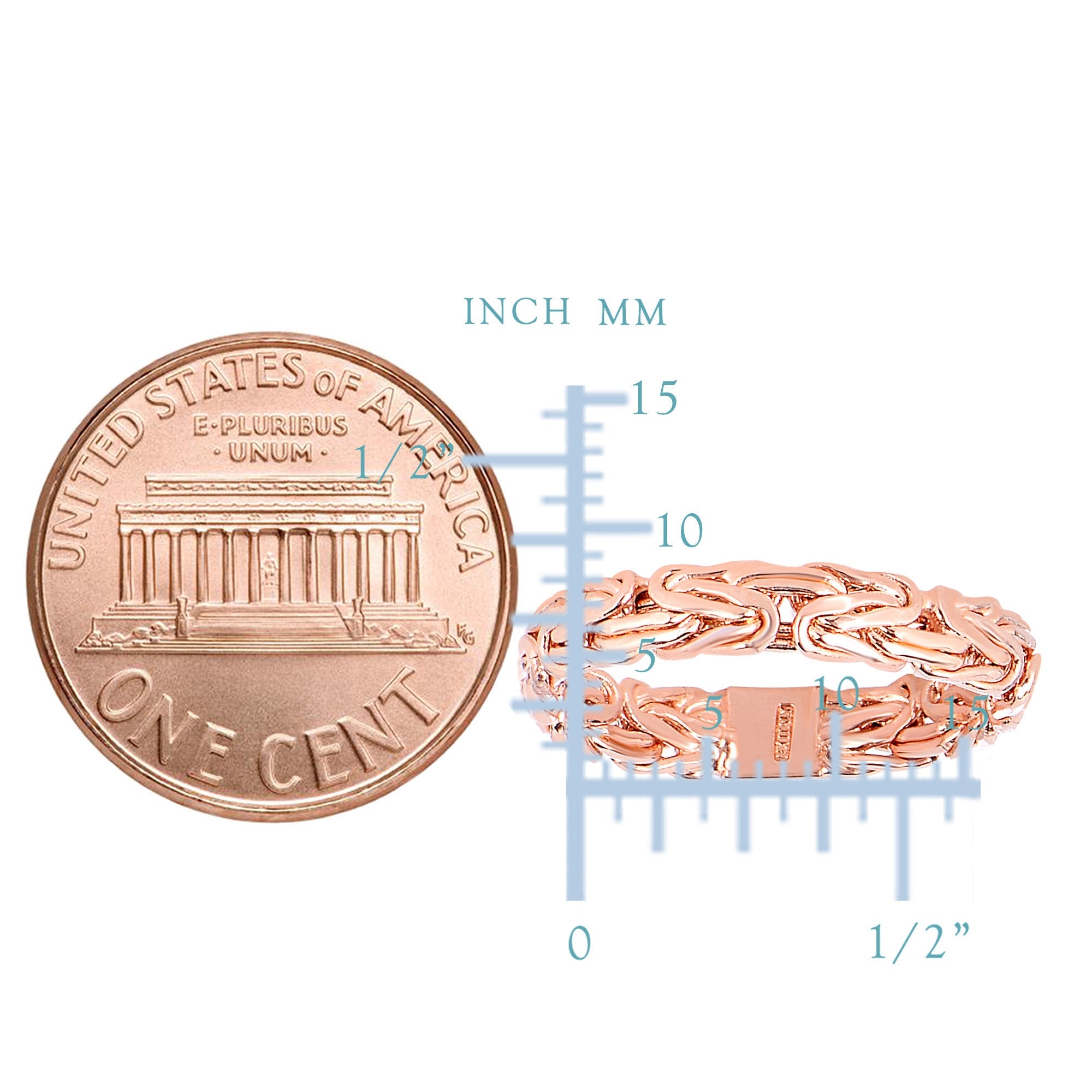 14Kt Rose Gold Byzantine Style Band - 4mm Wide - JewelryAffairs
