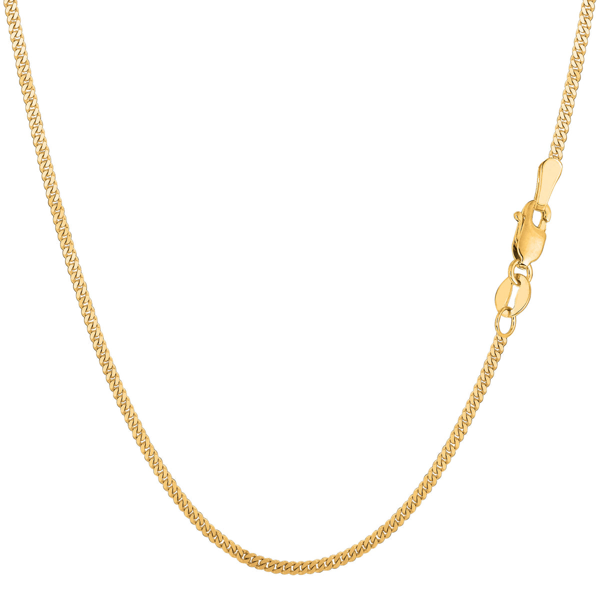 Collar de cadena Gourmette de oro amarillo de 10 quilates, joyería fina de diseño de 1,5 mm para hombres y mujeres