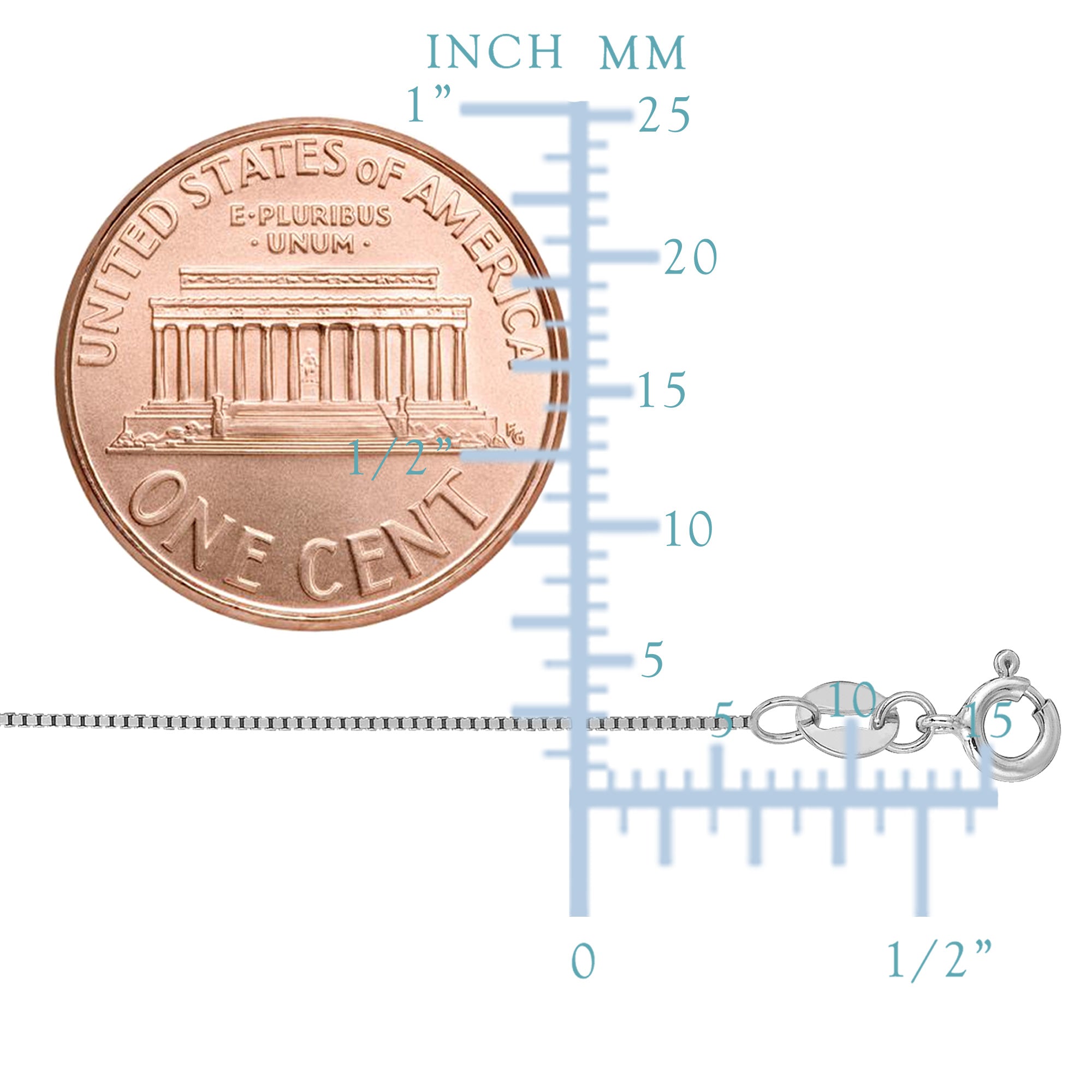 10 k hvitt solid gull speilbokskjedekjede, 0,6 mm fine designersmykker for menn og kvinner