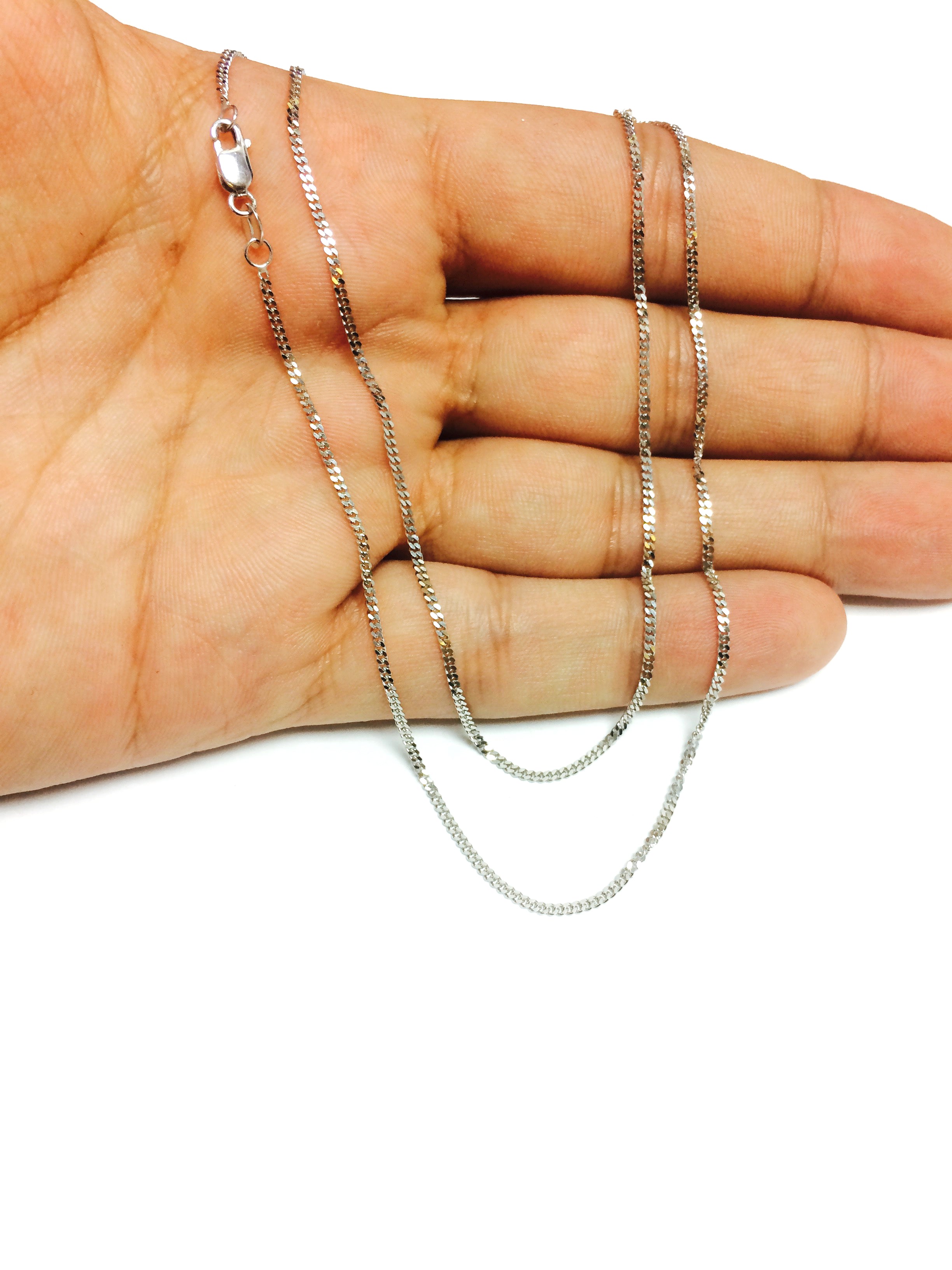 10k hvidguld Gourmette Chain Halskæde, 1,5 mm fine designer smykker til mænd og kvinder