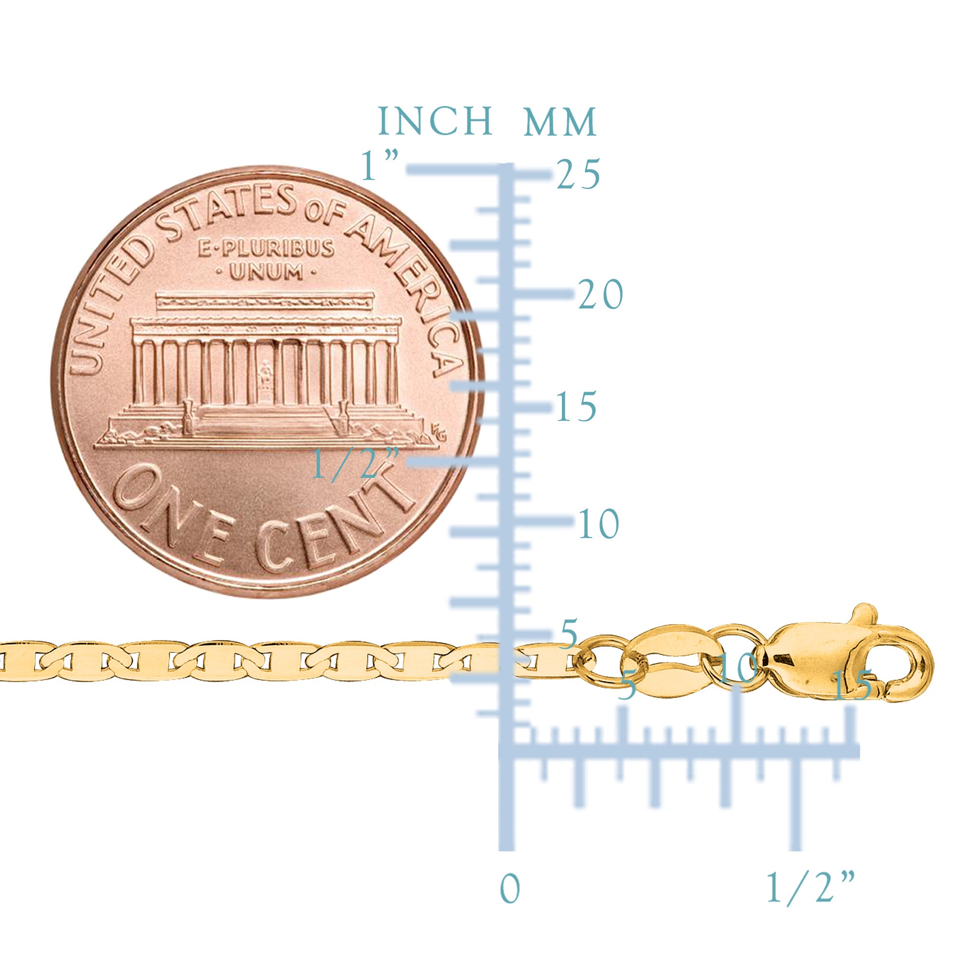 10 k gult gull Mariner Link Chain Armbånd, 1,7 mm fine designersmykker for menn og kvinner