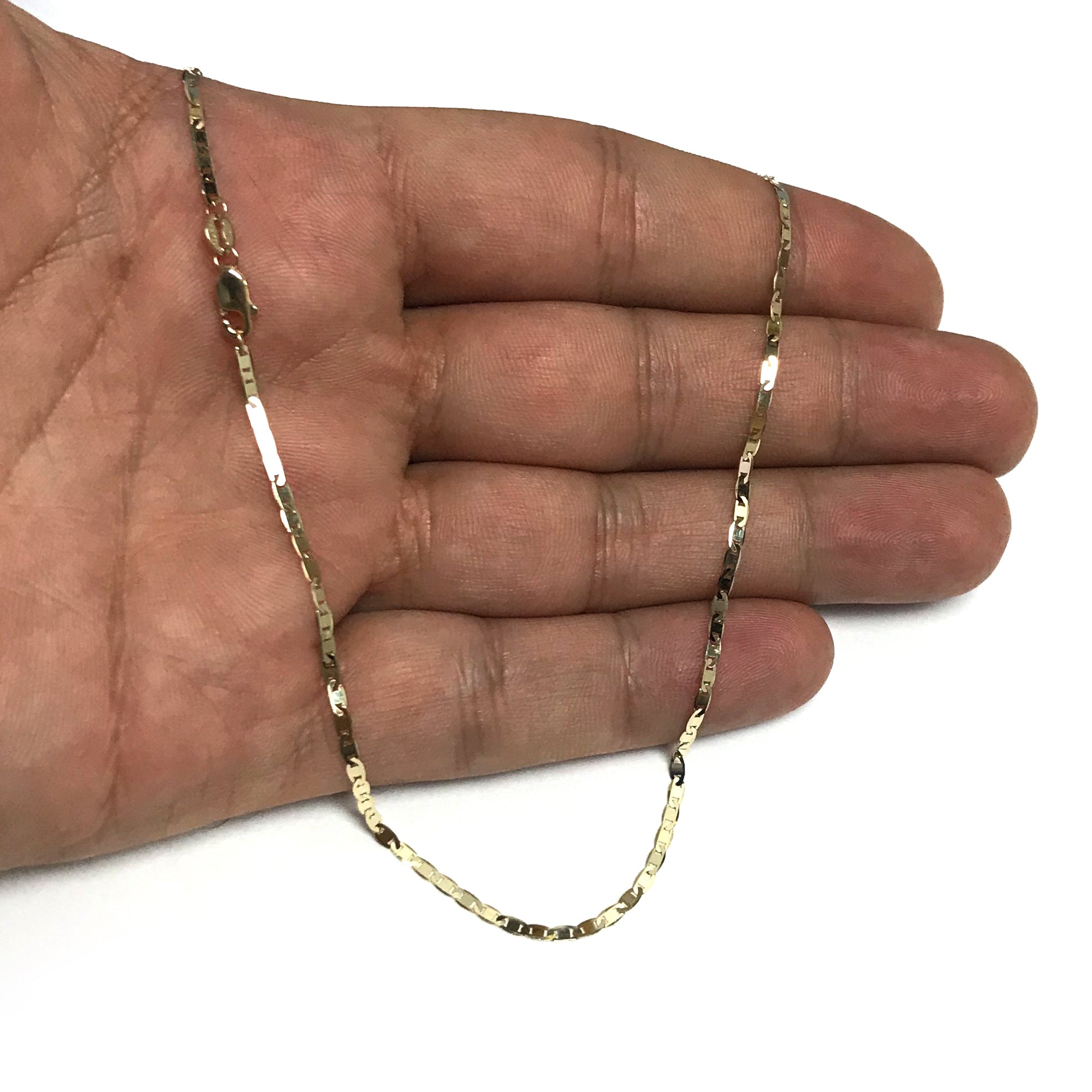 Collar de cadena de eslabones marineros de oro amarillo de 10 quilates, joyería fina de diseño de 1,7 mm para hombres y mujeres