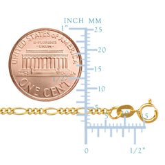 Bracelet chaîne Figaro en or massif jaune 10 carats, 1,9 mm, 7 pouces, bijoux de créateurs fins pour hommes et femmes