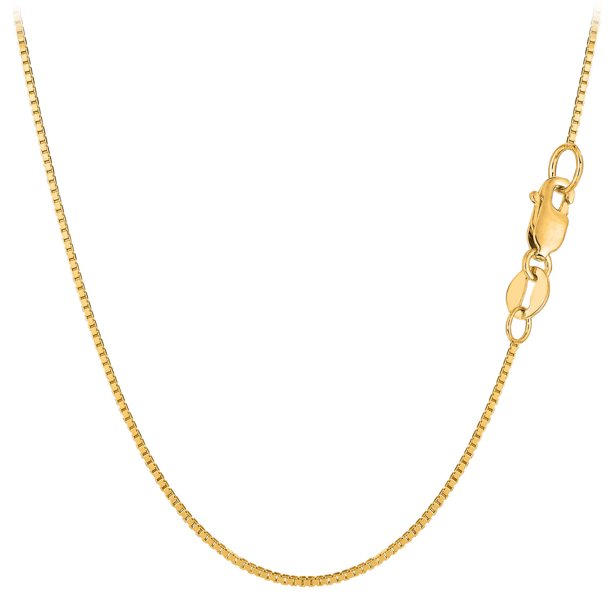 Collier de chaîne de boîte de miroir en or massif jaune 10 carats, bijoux de créateur fins de 0,8 mm pour hommes et femmes