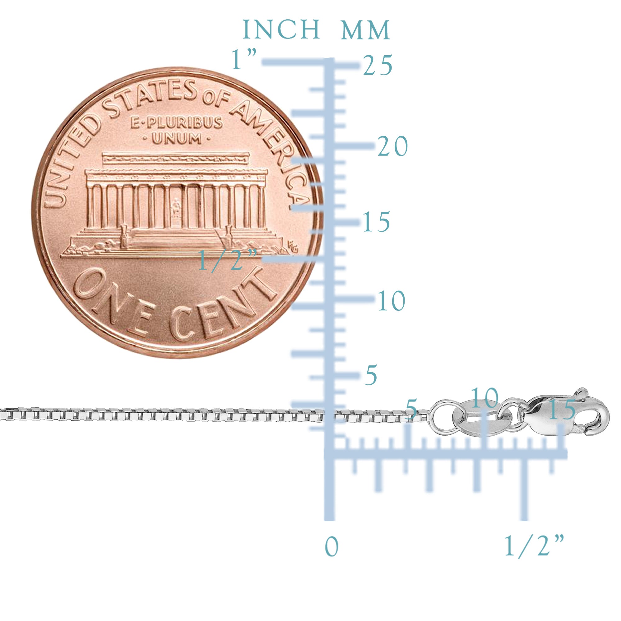 10 k hvitt solid gull speilbokskjedekjede, 0,8 mm fine designersmykker for menn og kvinner