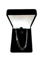 10k White Solid Gold Mirror Box Chain Necklace, 0.8mm fine designer jewelry for men and women