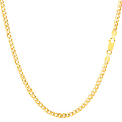 Collana a catena barbazzale comfort in oro giallo 10k, gioielleria raffinata da 2,6 mm per uomo e donna