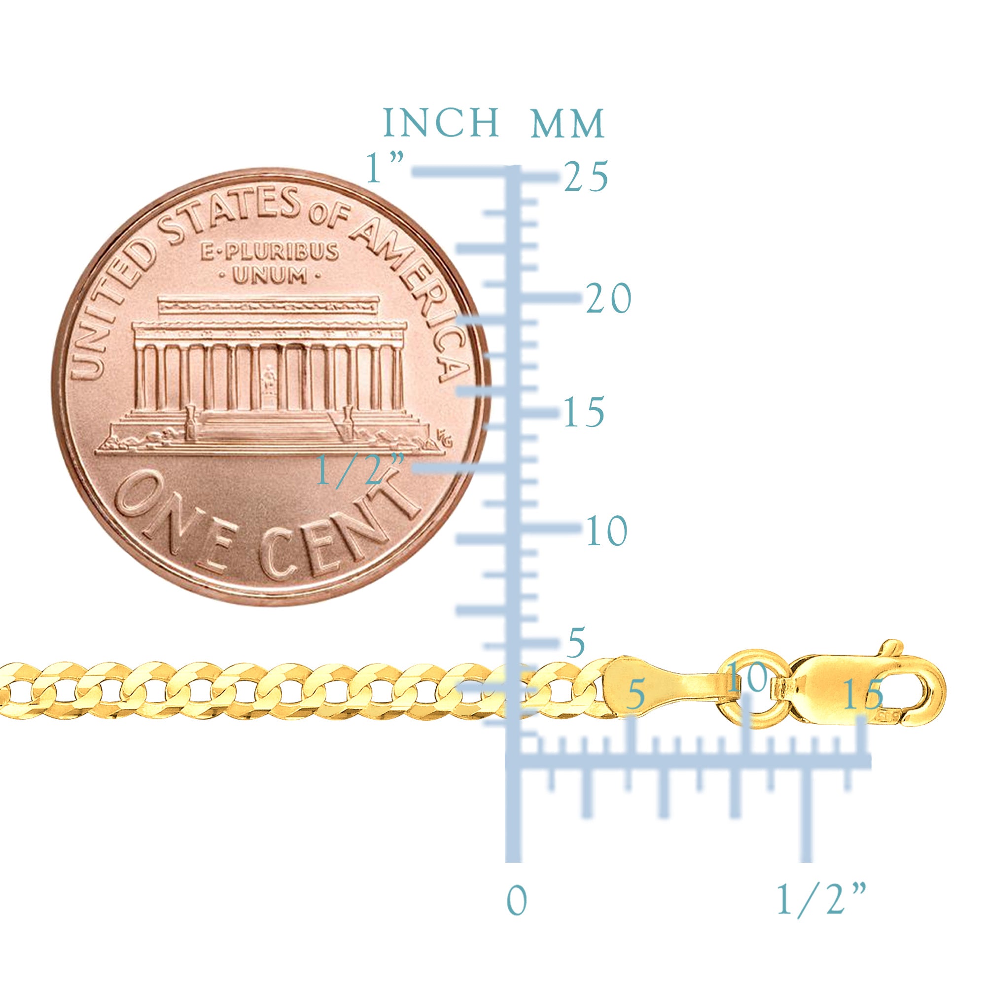 10 k gult gull Comfort Curb Chain Halskjede, 2,6 mm fine designersmykker for menn og kvinner