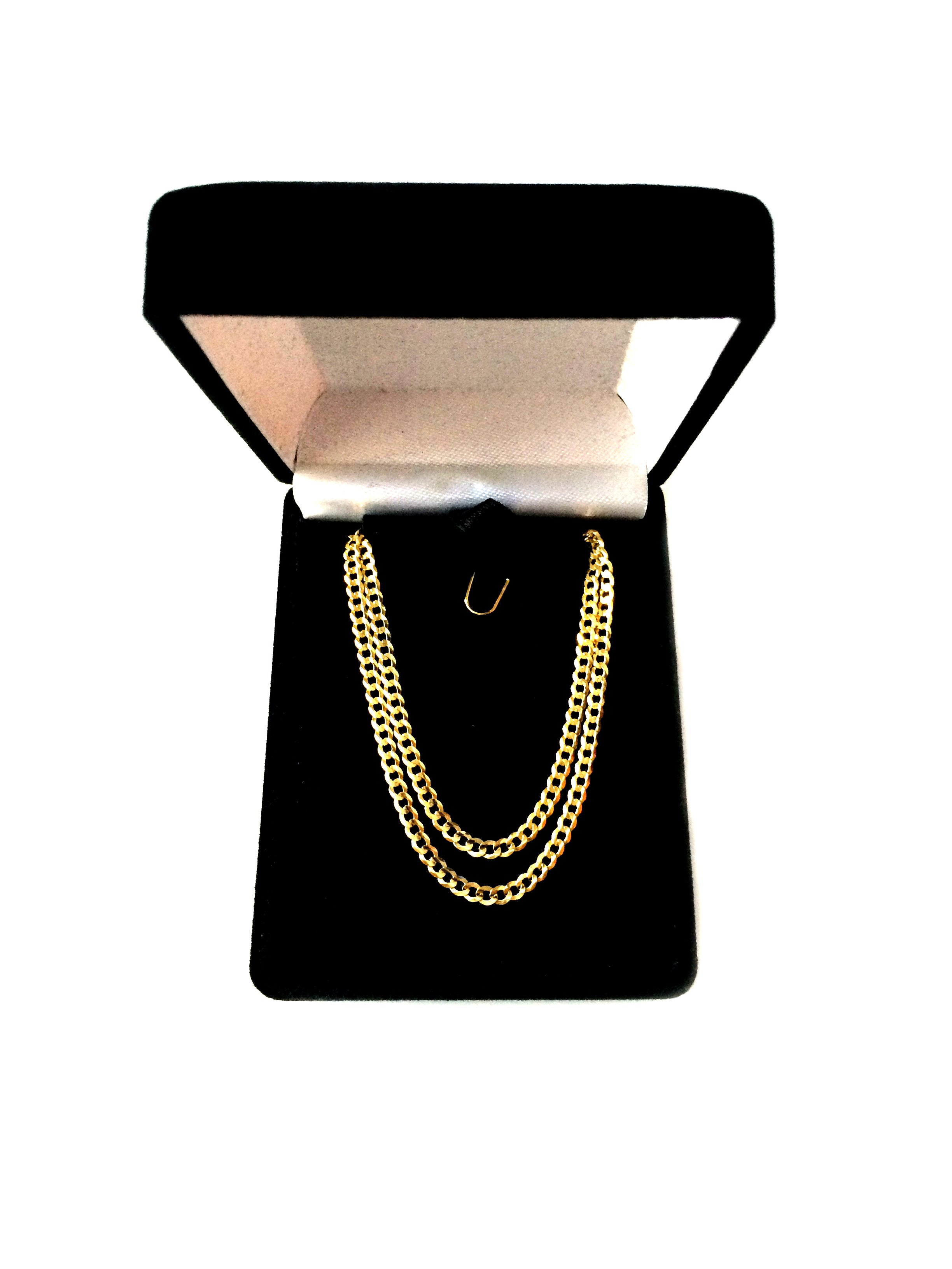 10 k gult guld Comfort Curb Chain Halsband, 2,6 mm fina designersmycken för män och kvinnor