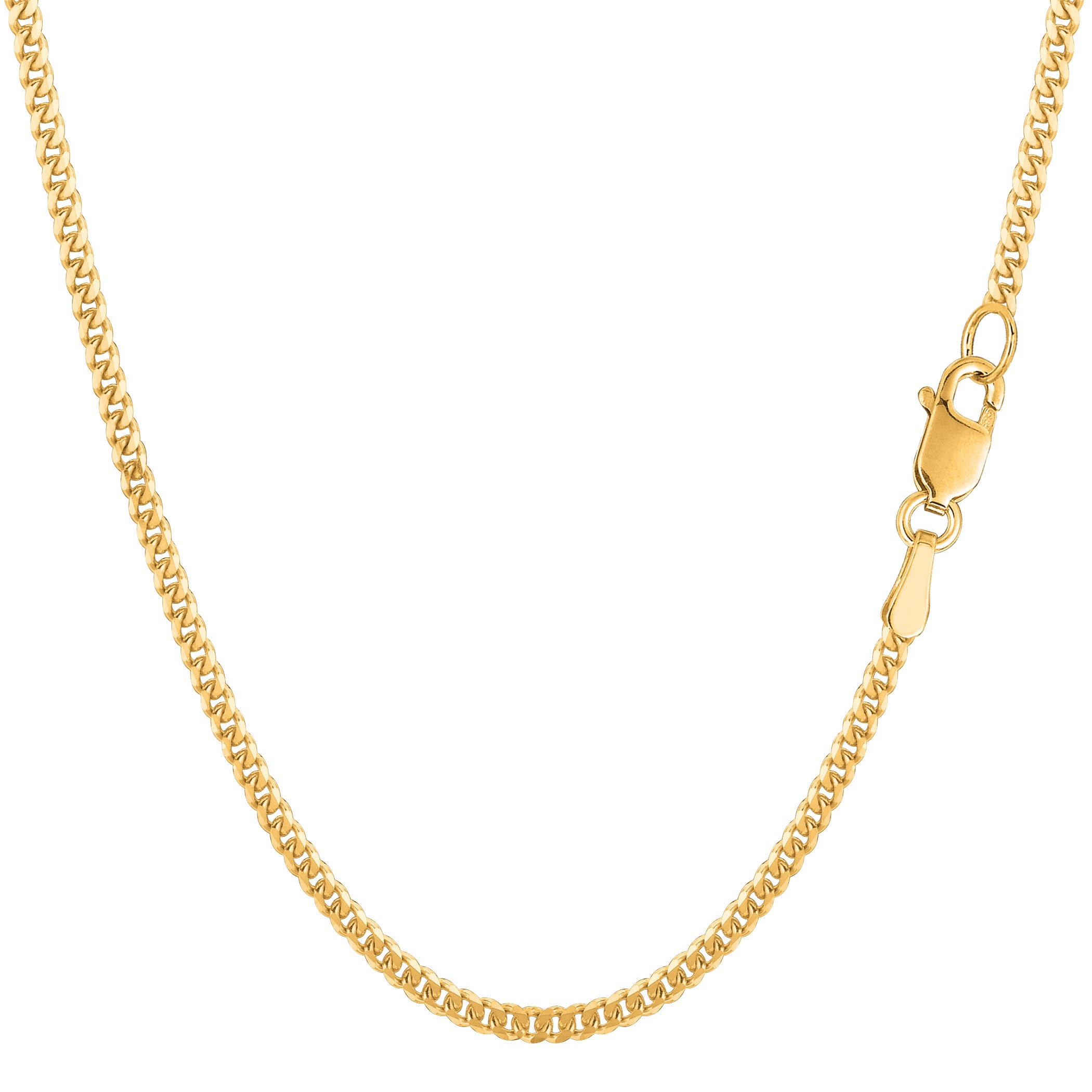 Collier chaîne Gourmette en or jaune 10 carats, bijoux de créateurs fins de 2,0 mm pour hommes et femmes