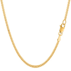 Collar de cadena Gourmette de oro amarillo de 10 quilates, joyería fina de diseño de 2,0 mm para hombres y mujeres