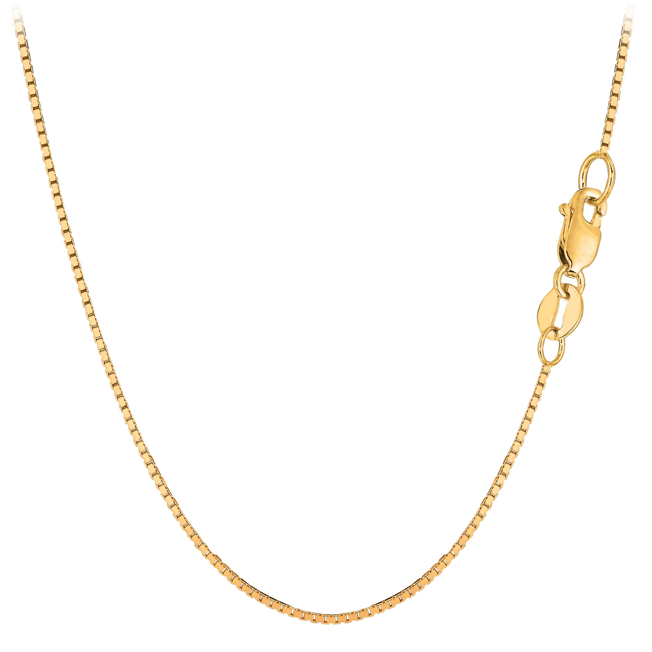 Collier de chaîne de boîte de miroir en or massif jaune 10 carats, bijoux de créateur fins de 1,0 mm pour hommes et femmes