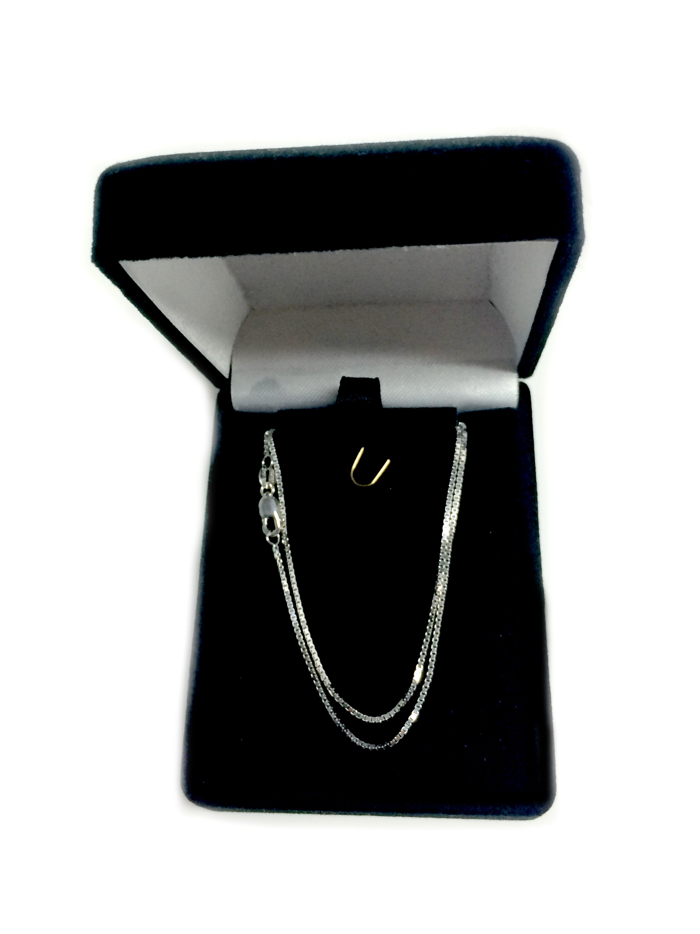 Collar de cadena de caja de espejo de oro macizo blanco de 10 quilates, joyería fina de diseño de 1,0 mm para hombres y mujeres