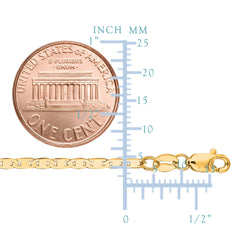 Collier chaîne à maillons Mariner en or jaune 10 carats, bijoux de créateur fins de 2,3 mm pour hommes et femmes