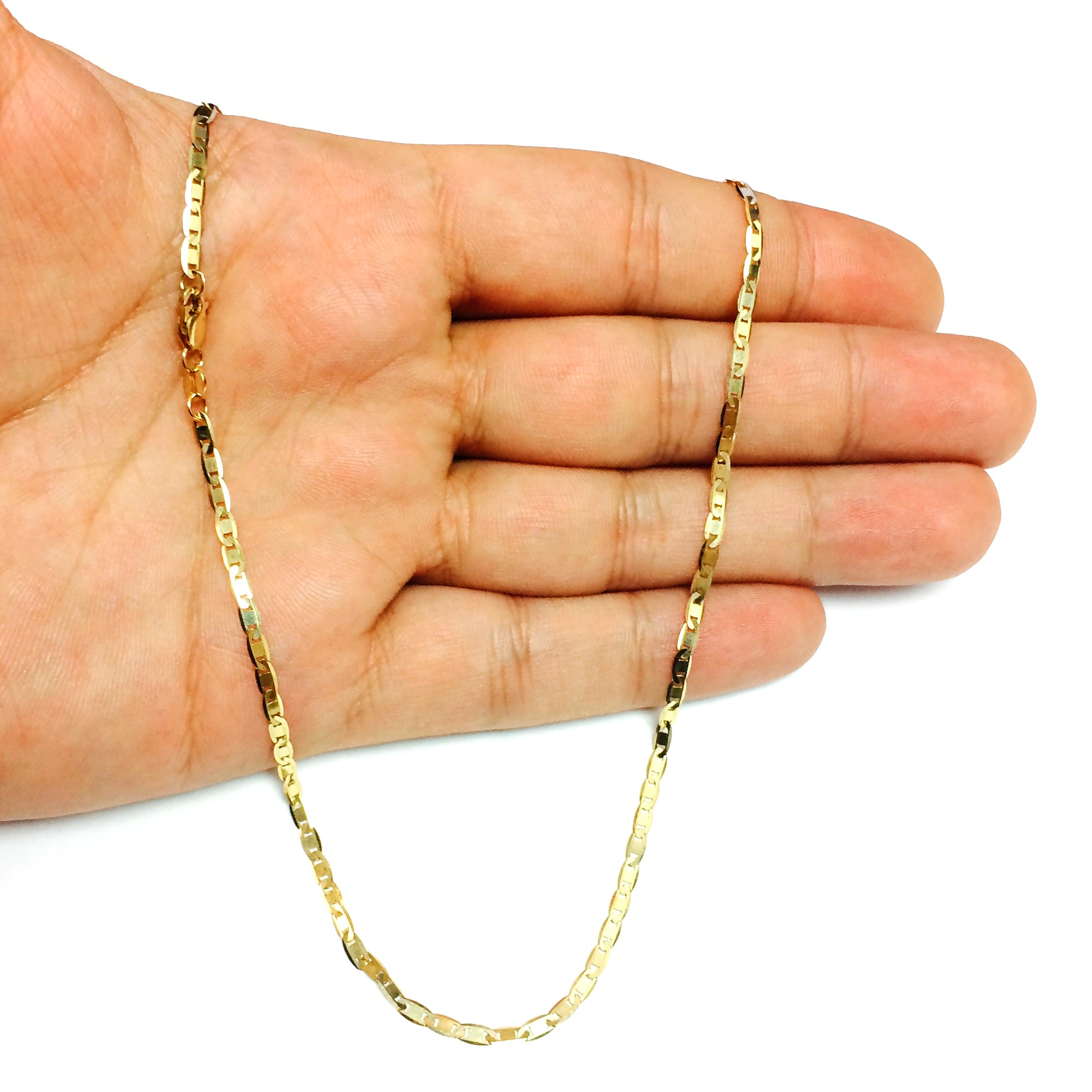 10k Yellow Gold Mariner Link Chain Bracelet, 2.3mm fine designer jewelry for men and women