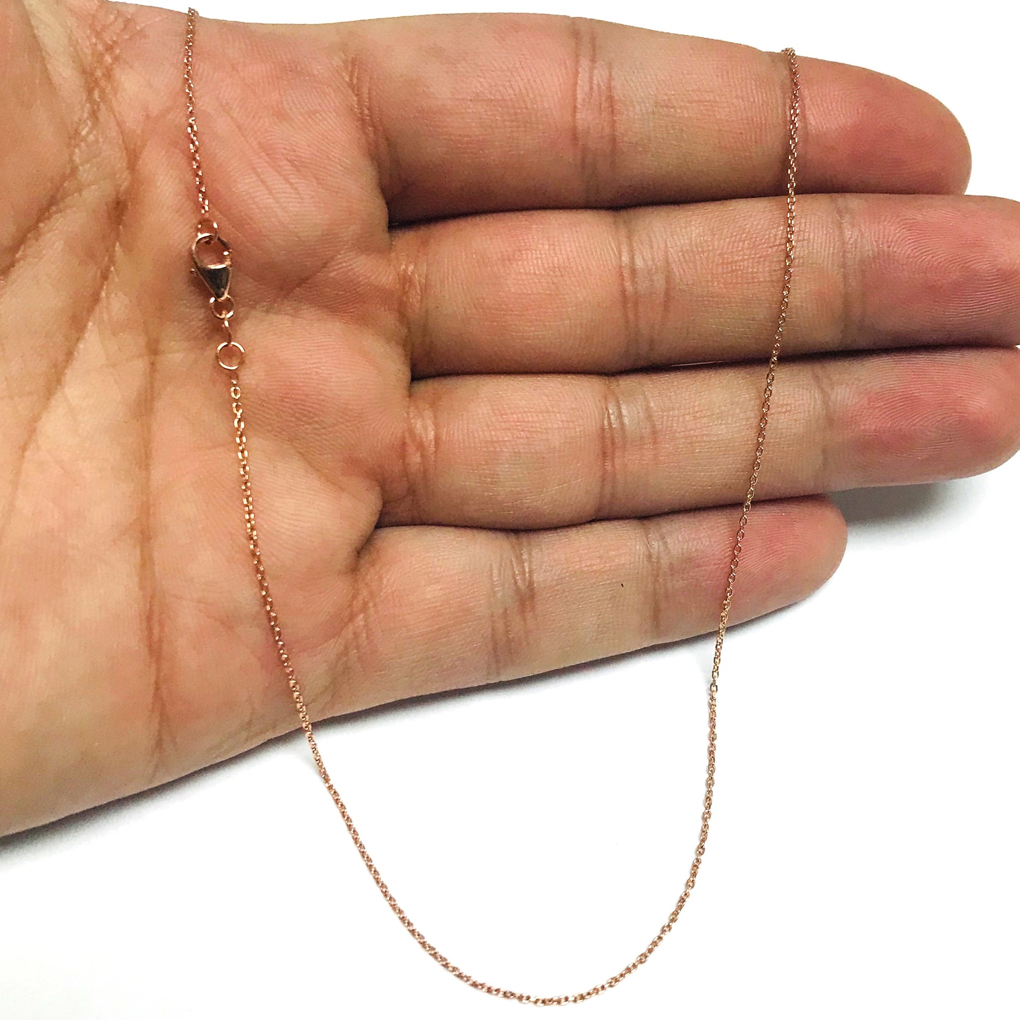 10k Rose Gold Cable Link Chain Halsband, 1 mm, 18" fina designersmycken för män och kvinnor