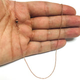 10k Rose Gold Cable Link Chain Necklace, 1mm, 18"