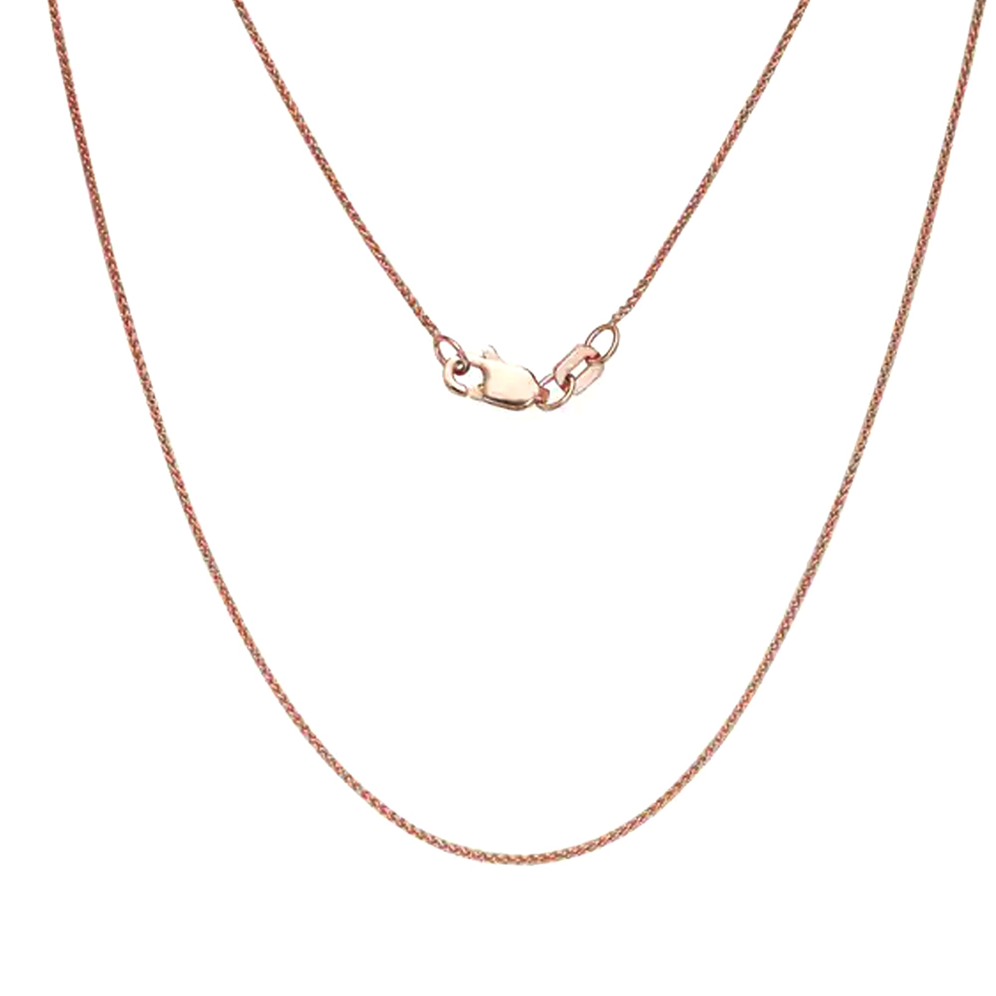 Collar de cadena de trigo de oro rosa de 14 k, 0,6 mm, joyería fina de diseño de 18 "para hombres y mujeres