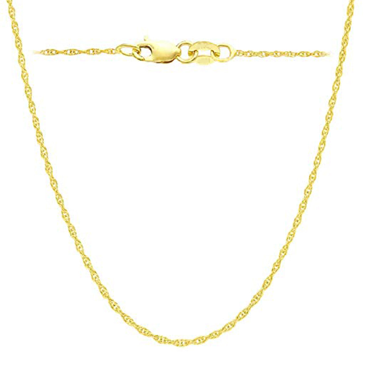 14k Yellow Gold Rope Chain Necklace, 1.1mm, 18"