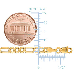 10k Yellow Gold Hollow Figaro Bracelet Chain, 3.5mm