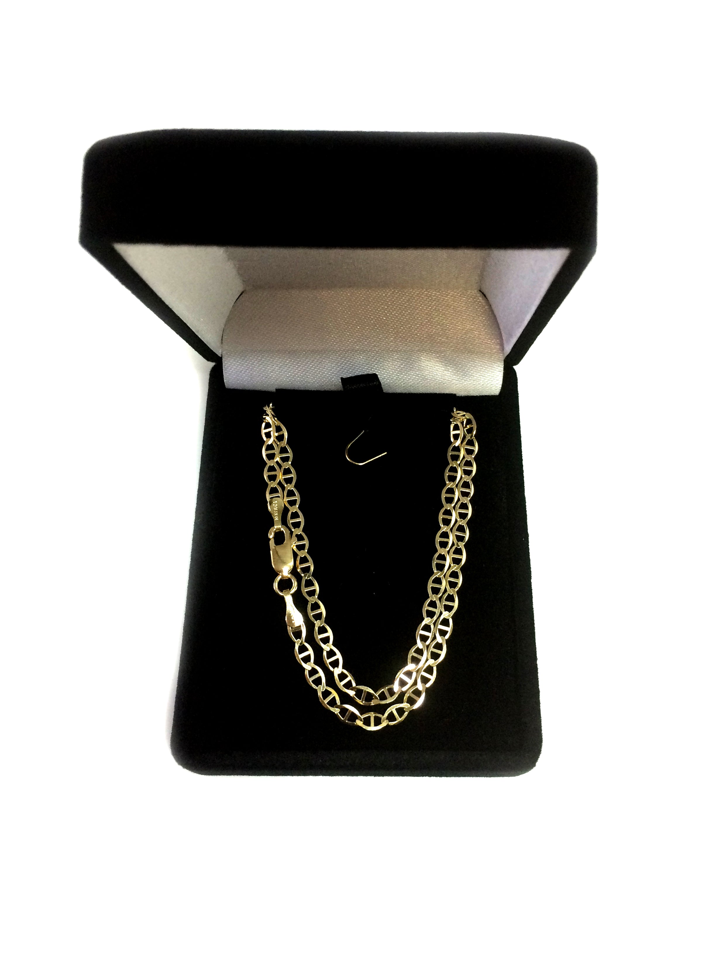 Collier chaîne à maillons Mariner en or jaune 10 carats, bijoux de créateur fins de 3,2 mm pour hommes et femmes